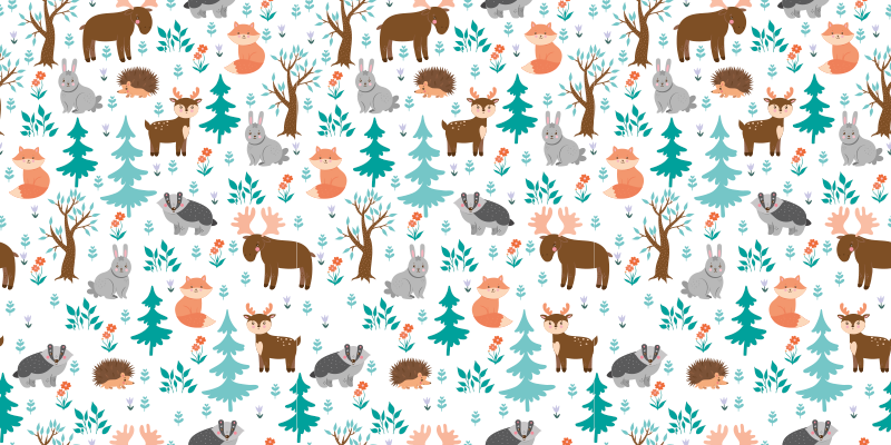 保育園 ビニールマット 気まぐれな森の生き物 - TENSTICKERS