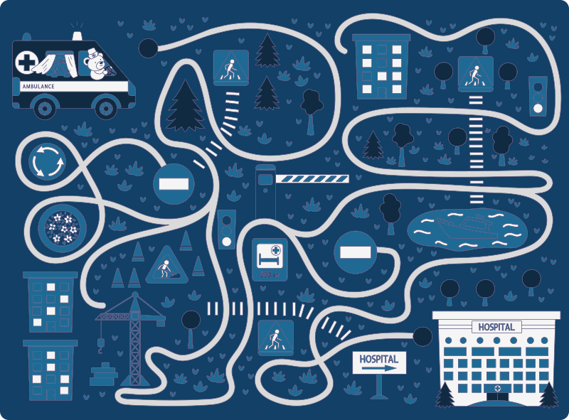 道路 ビニールマット 青い都市地図 - TENSTICKERS