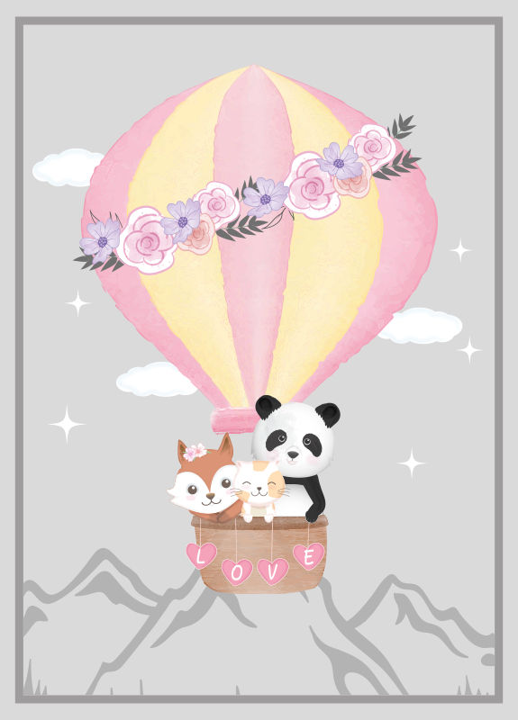 子供 ビニールマット 熱気球の愛 - TENSTICKERS