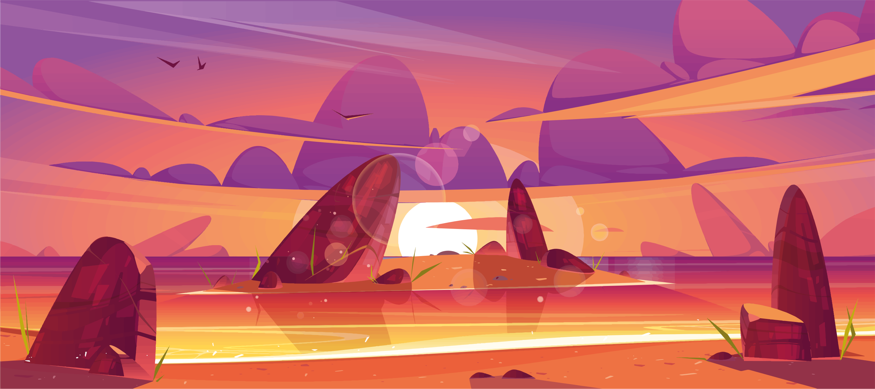 フォトミュラルネイチャー夕焼けのデザートビュー - TENSTICKERS