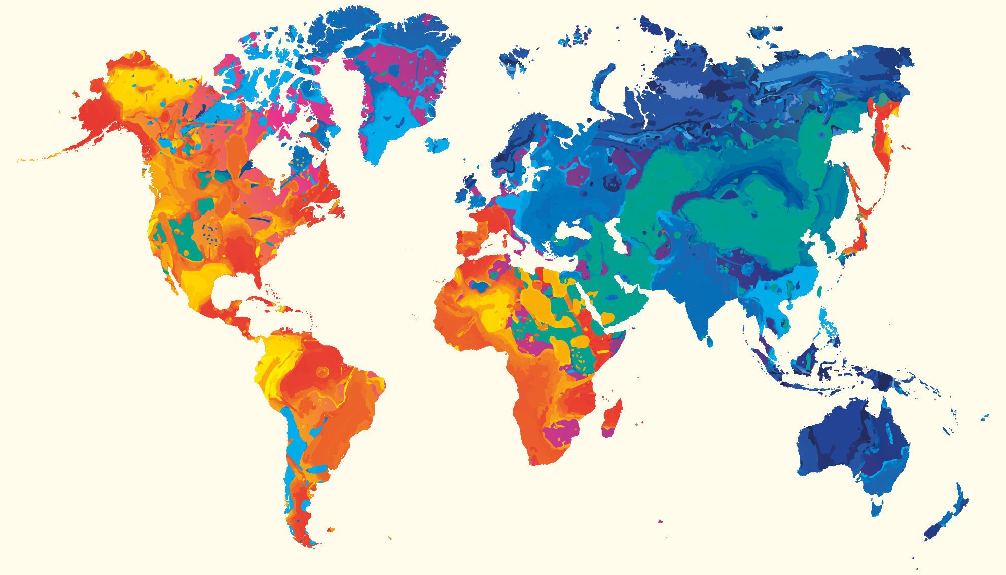 世界地図 ビニールマット 鮮やかなグローバルアトラス - TENSTICKERS