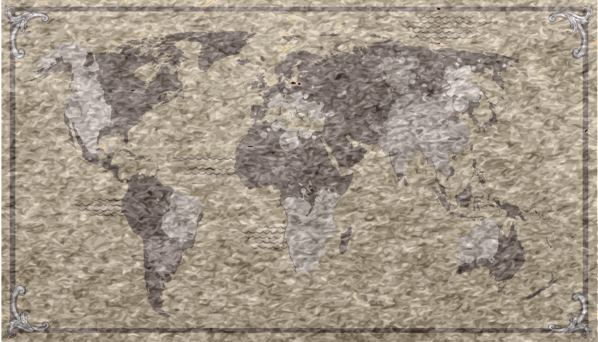 世界地図 ビニールマット グローバルマップイラスト - TENSTICKERS