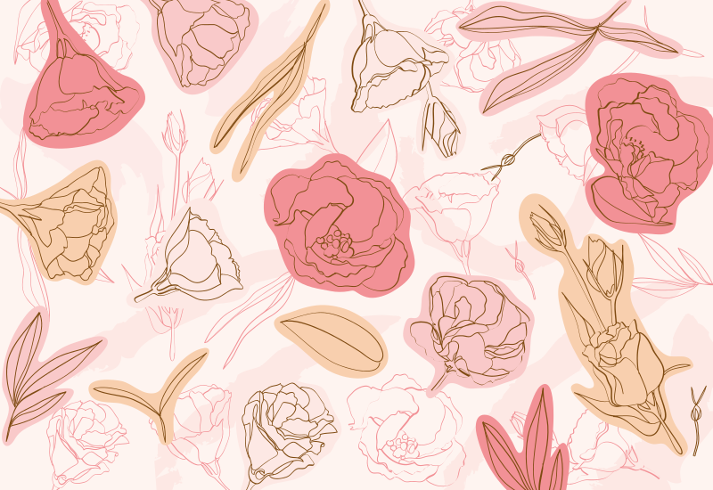 花と植物の壁画植物の輪郭スタイル - TENSTICKERS