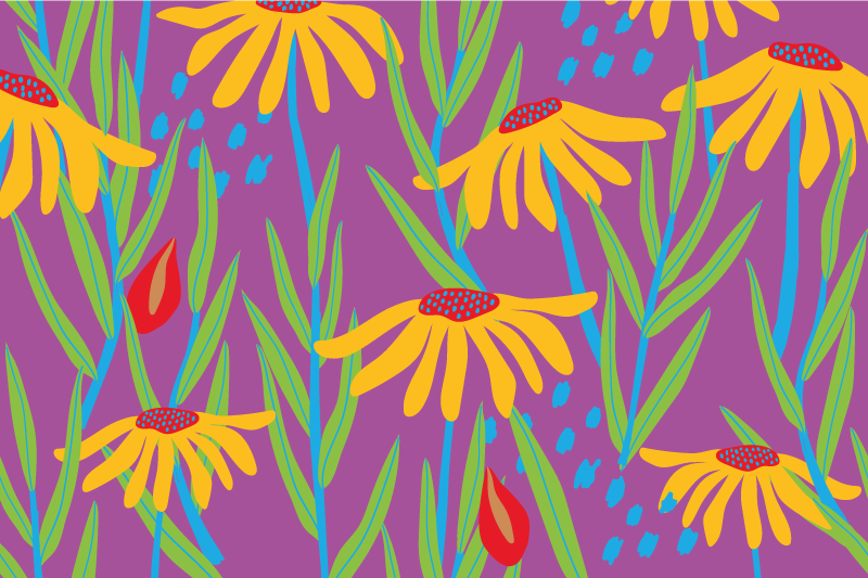 カラフルなデイジーの花silouhetteフローラルラグ - TENSTICKERS