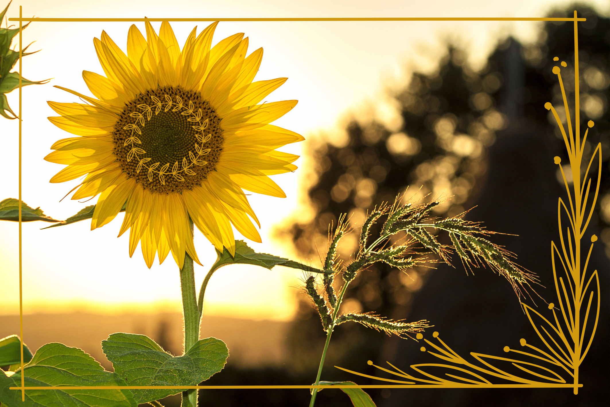 花と植物の壁画ひまわりの花 - TENSTICKERS