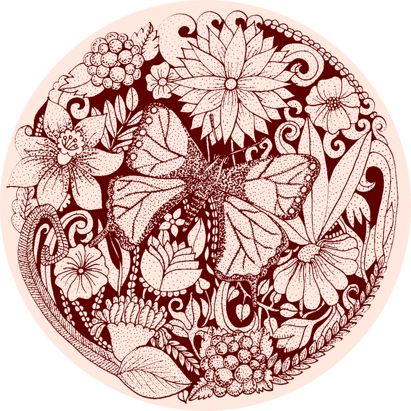 花と植物の壁画 繊細な翼のデザイン - TENSTICKERS