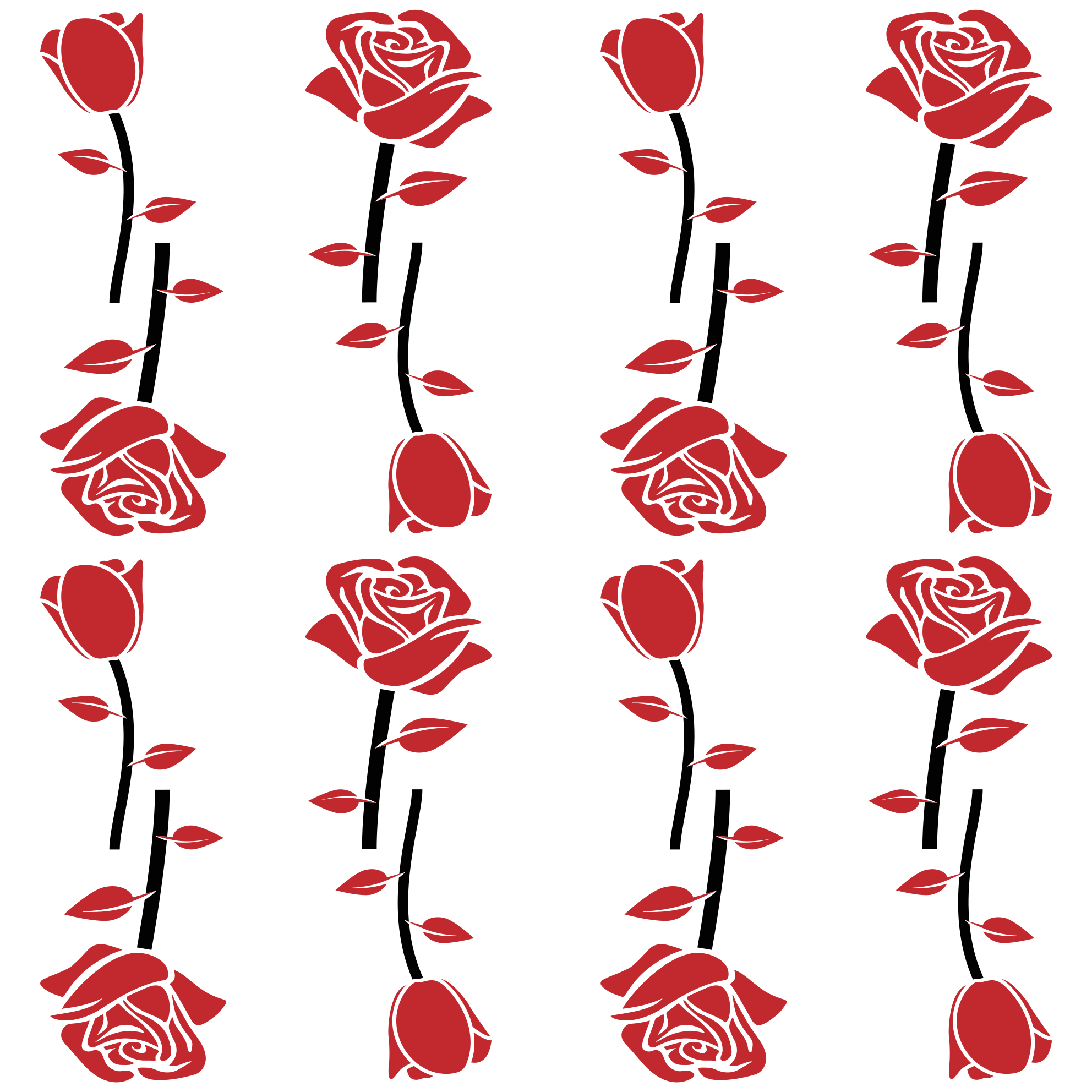 花と植物の壁画赤いバラのパターン - TENSTICKERS