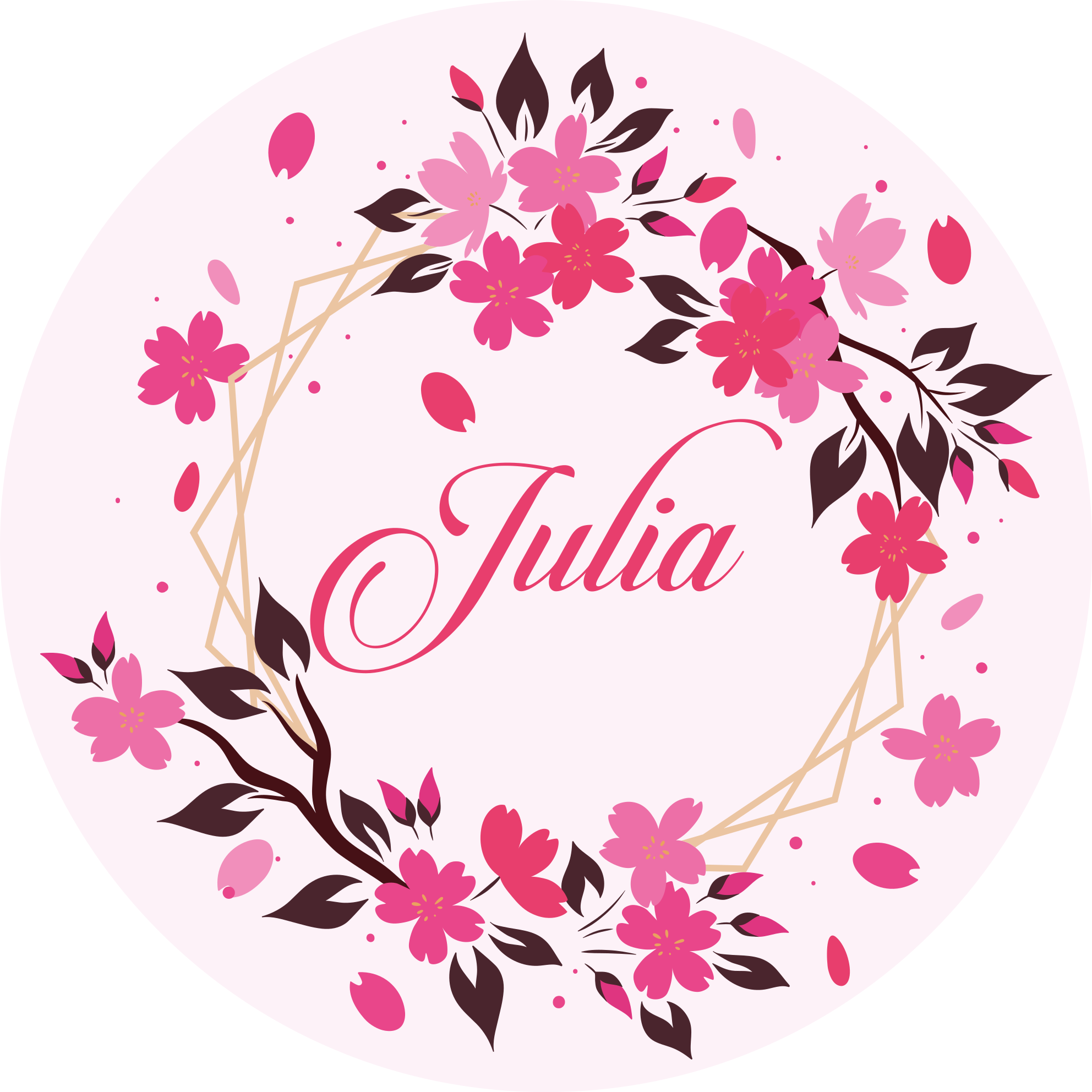 寝室 ビニールマット 名前入りボタニカルクラウン - TENSTICKERS