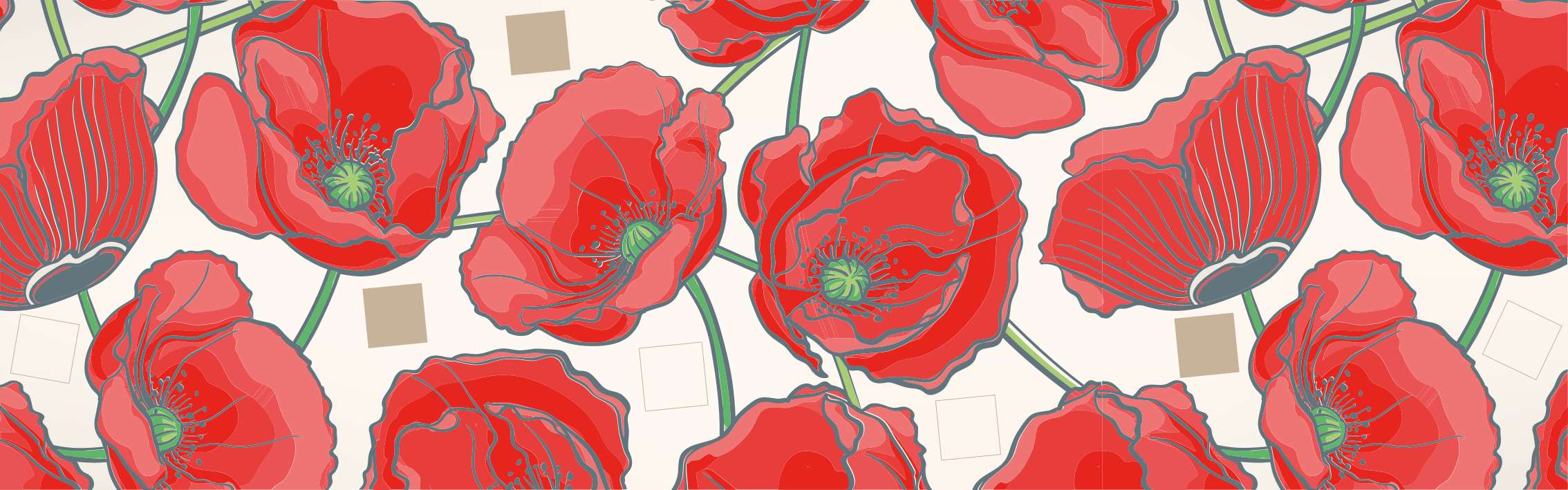 花と植物の壁画深紅の花の洗練 - TENSTICKERS