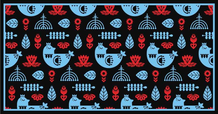 動物 ビニールマット カラフルな民俗模様 - TENSTICKERS