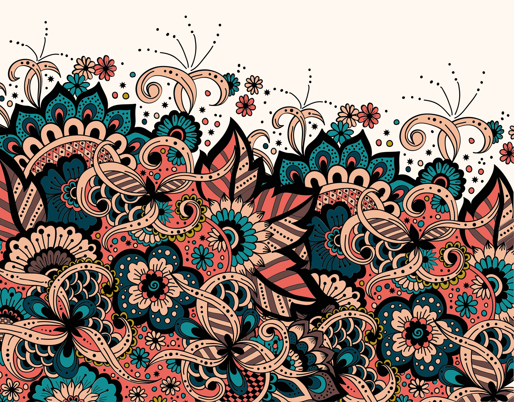 マンダラ ビニールマット 鮮やかな花の要素 - TENSTICKERS