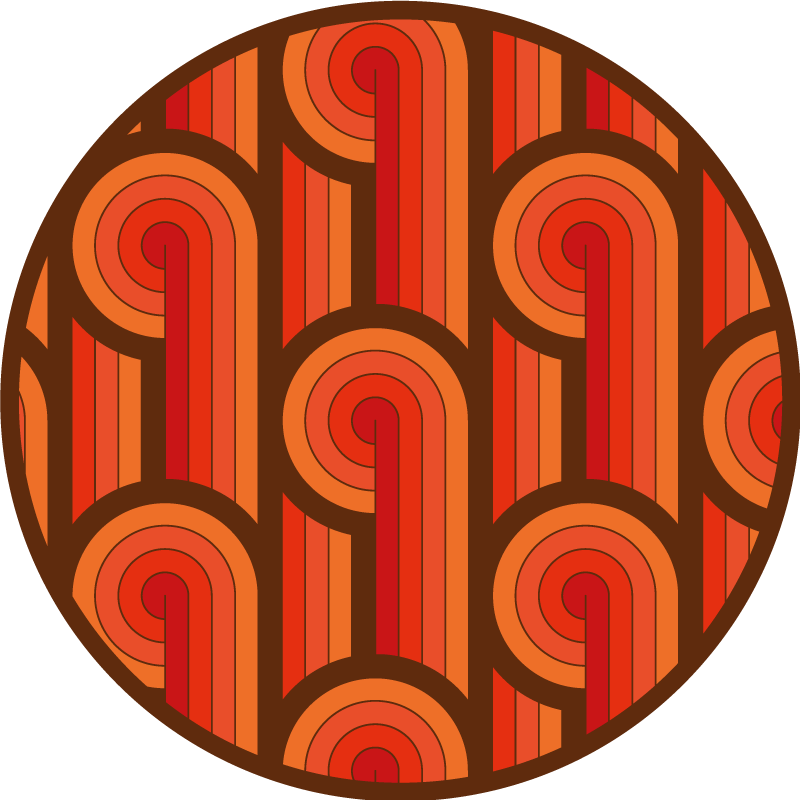 円形 ビニールマット ヴィンテージラウンドモチーフ - TENSTICKERS