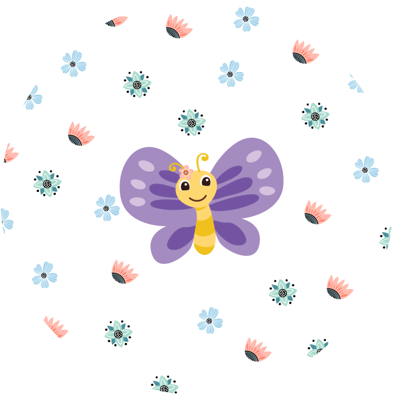 子供 ビニールマット 紫の蝶々デザイン - TENSTICKERS