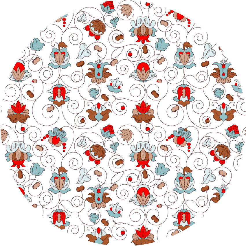 花と植物の壁画 円形植物スパイラルアクセント - TENSTICKERS