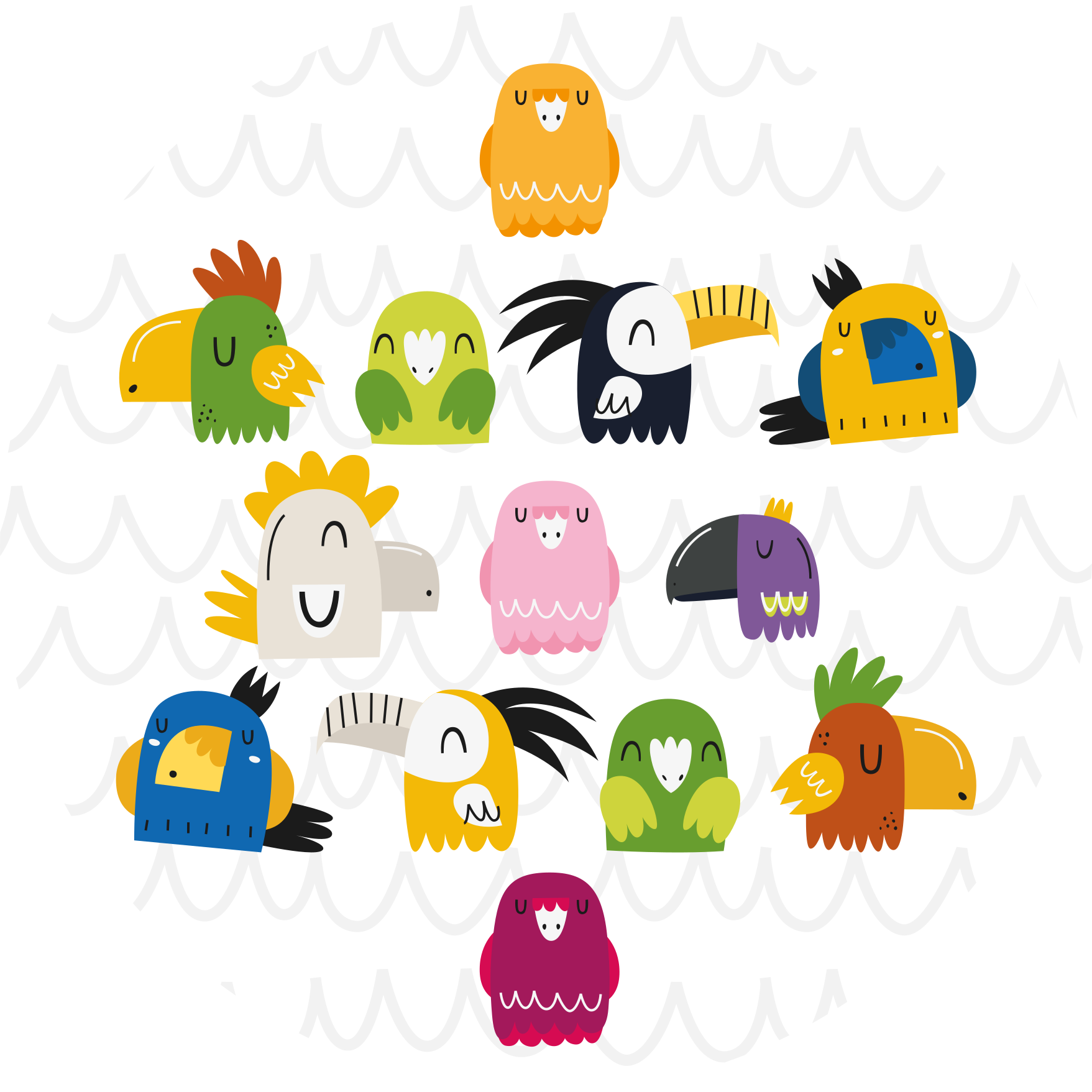 子供 ビニールマット カラフルな鳥の顔 - TENSTICKERS