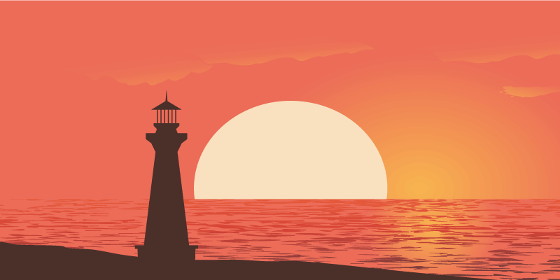 フォトミュラルネイチャー海岸の夕日ビュー - TENSTICKERS