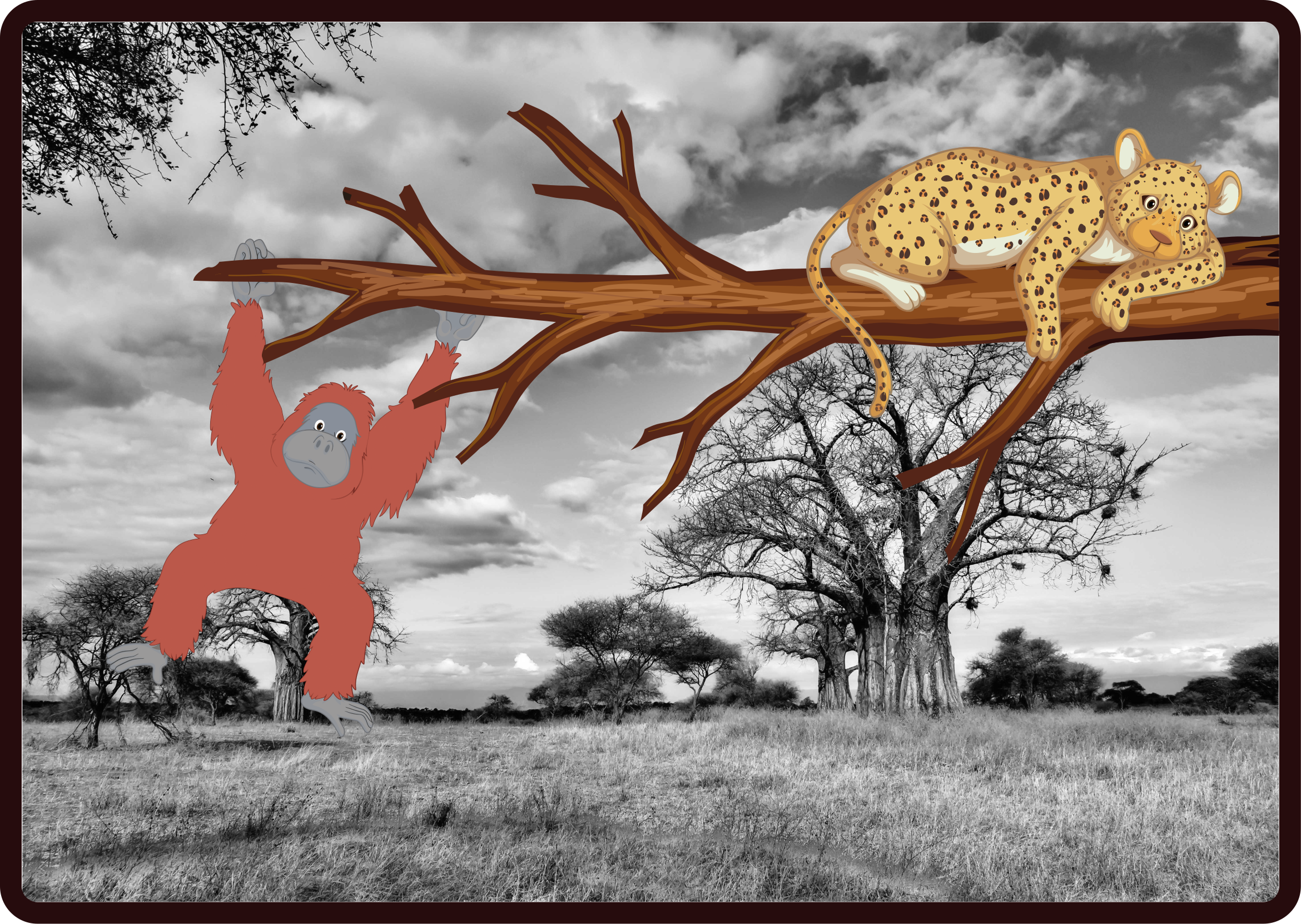 動物 ビニールマット ジャングルの生き物たちの遊び心 - TENSTICKERS