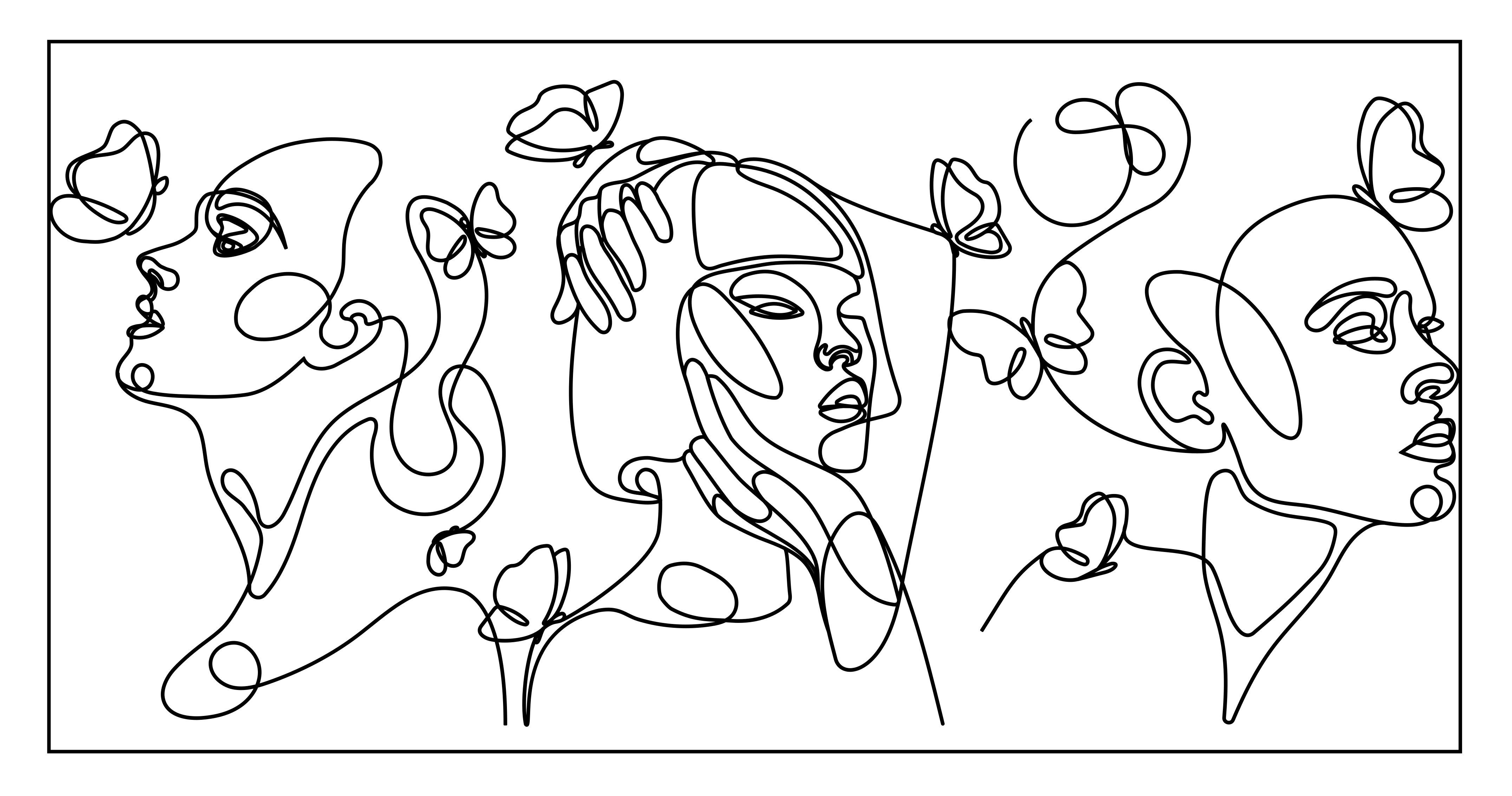 現代のビニールマット アウトラインアートフェイス - TENSTICKERS