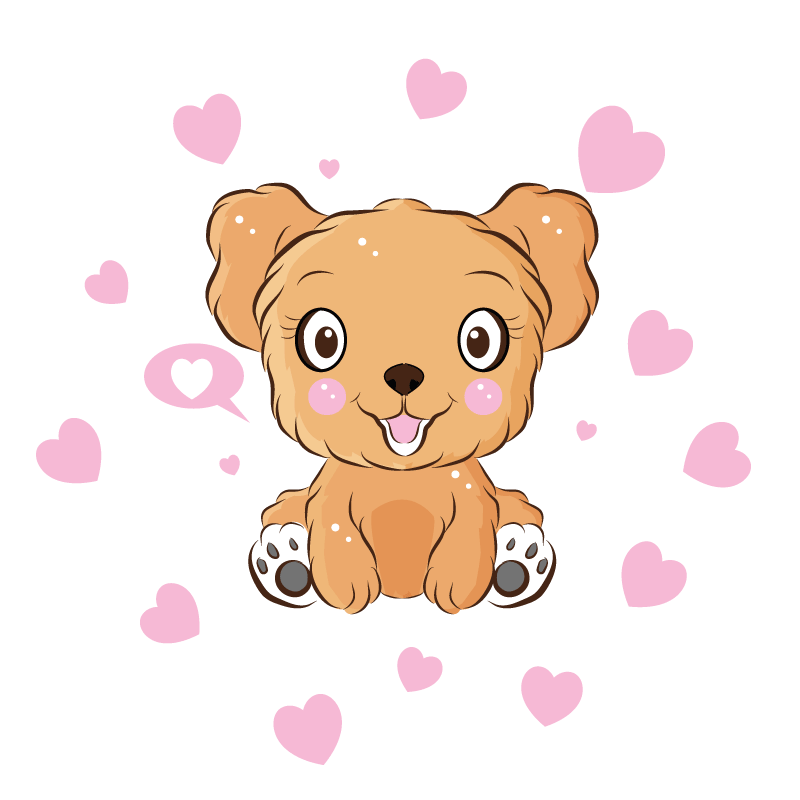 円形 ビニールマット 子犬のかわいいイラスト - TENSTICKERS