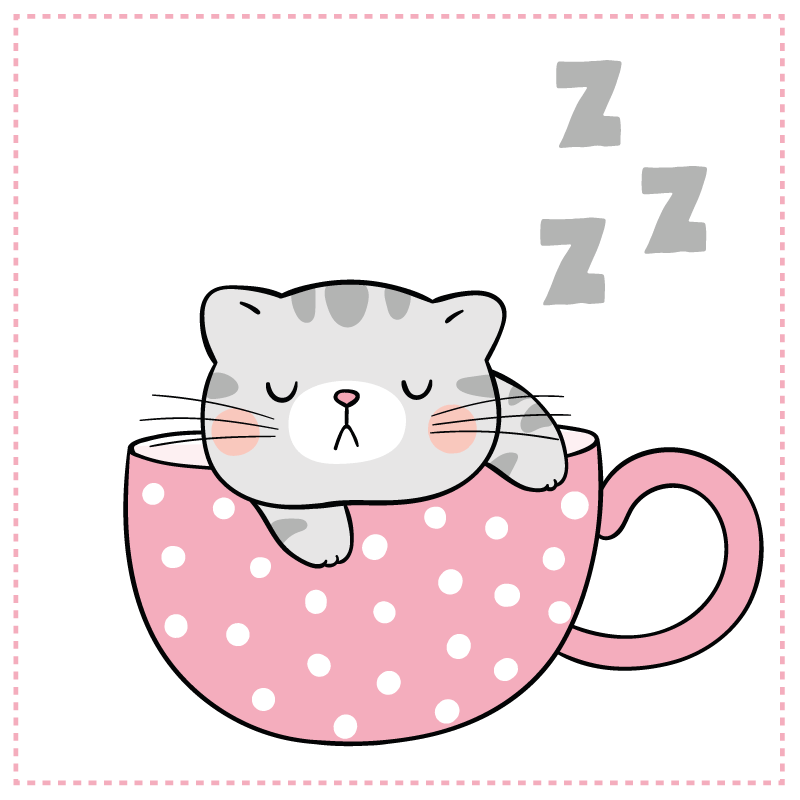 子供 ビニールマット 眠る猫のカップ - TENSTICKERS