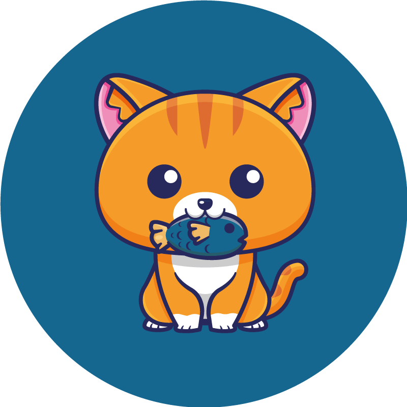 動物 ビニールマット 猫のイラスト円形 - TENSTICKERS