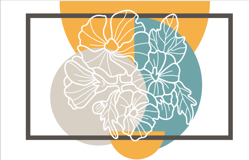 花と植物の壁画現代的な花のアクセント - TENSTICKERS