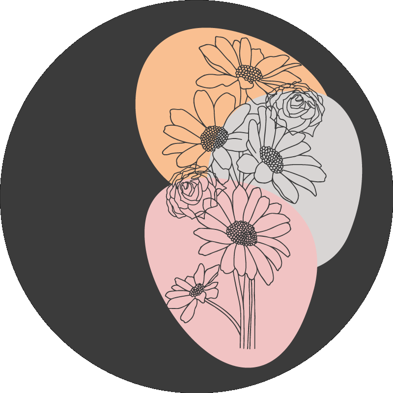 花と植物の壁画円形構成 - TENSTICKERS