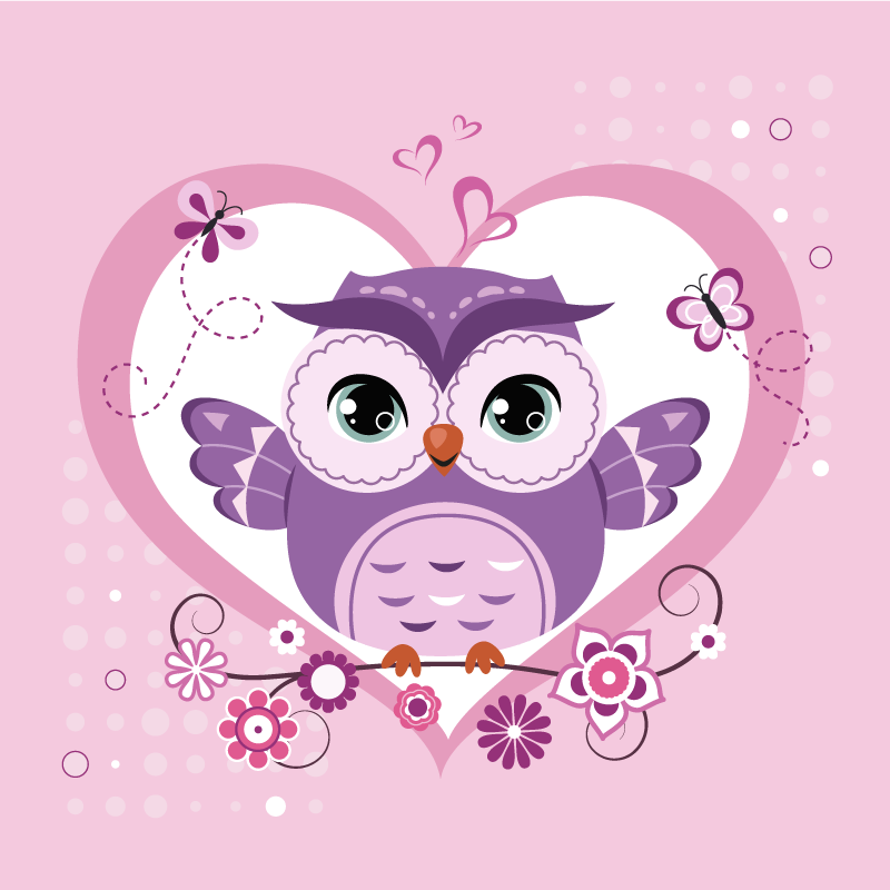 子供 ビニールマット かわいいフクロウのハート - TENSTICKERS