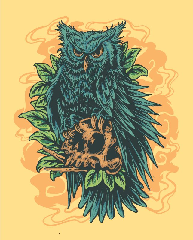 怖いフクロウのイラスト寝室の敷物 - TENSTICKERS