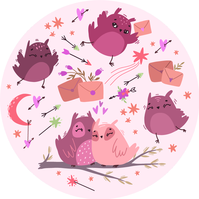 子供 ビニールマット 紫のフクロウ - TENSTICKERS