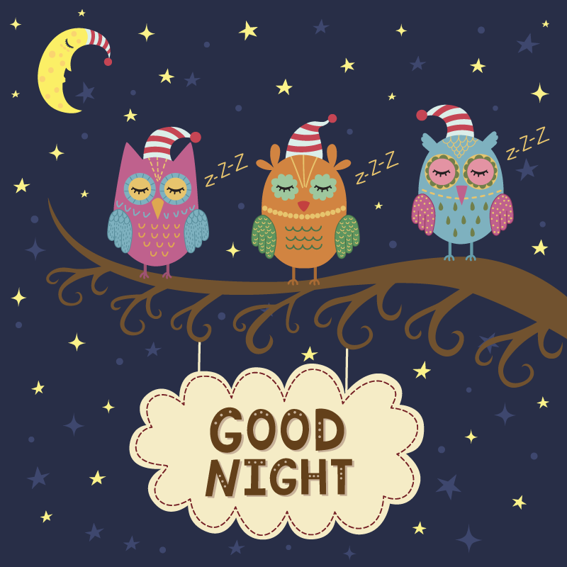 動物 ビニールマット 眠るフクロウトリオ - TENSTICKERS