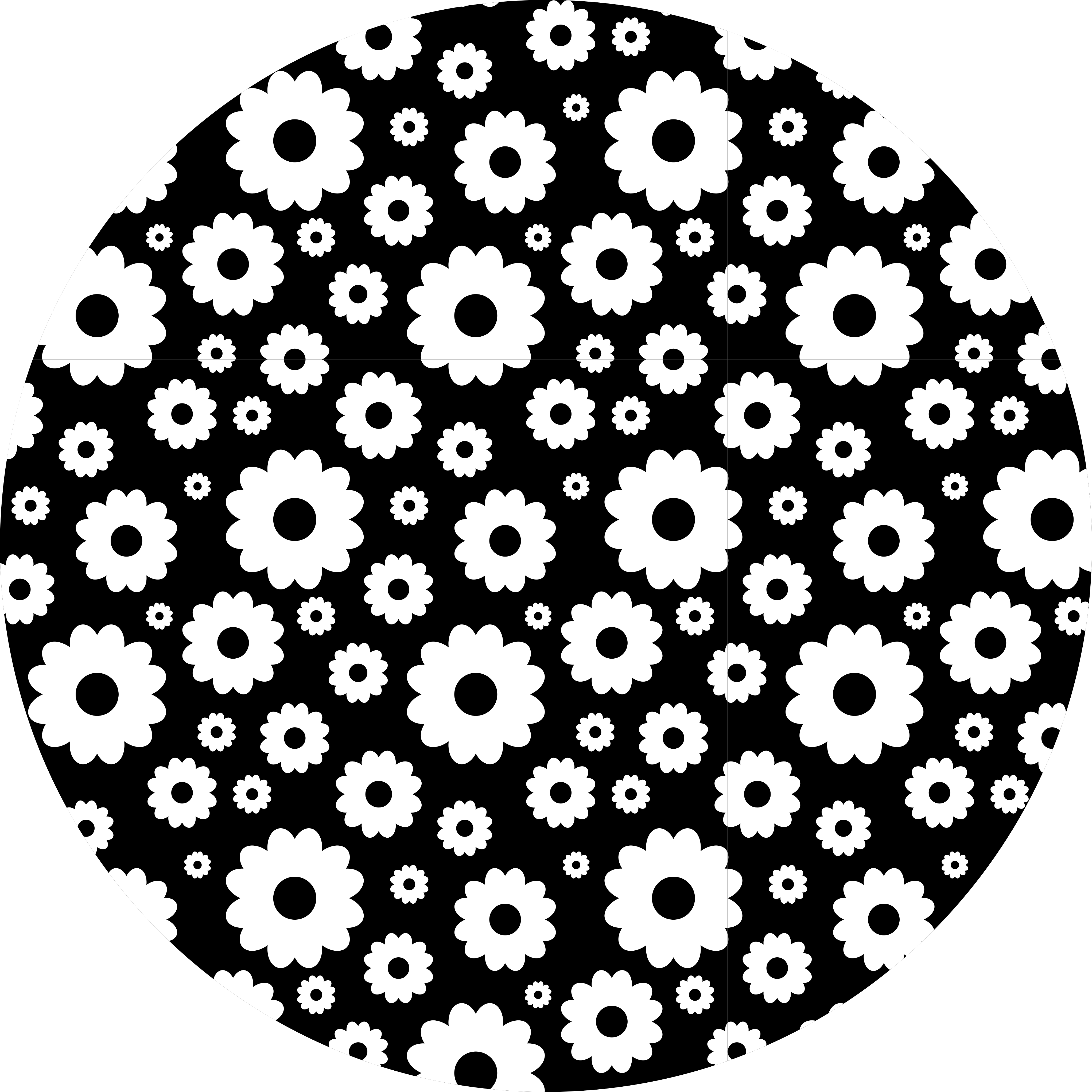 花と植物の壁画黒い花柄 - TENSTICKERS