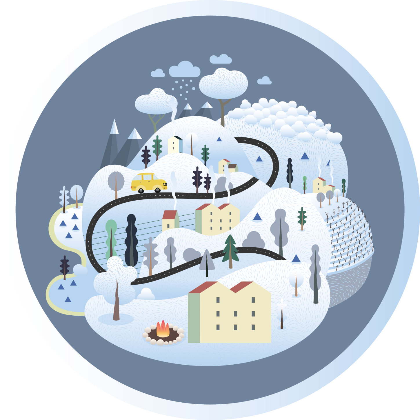 道路 ビニールマット 不思議な風景の旅 - TENSTICKERS