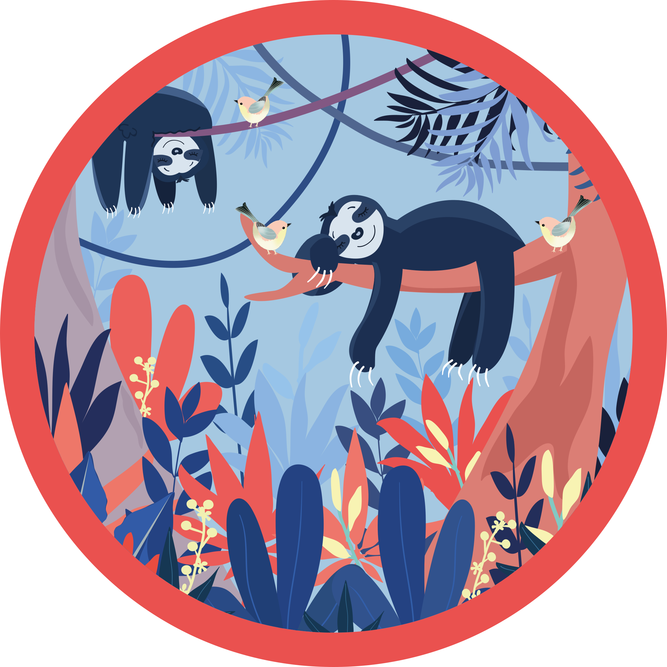 動物柄 ビニール マット スロース ジャングル シーン - TENSTICKERS