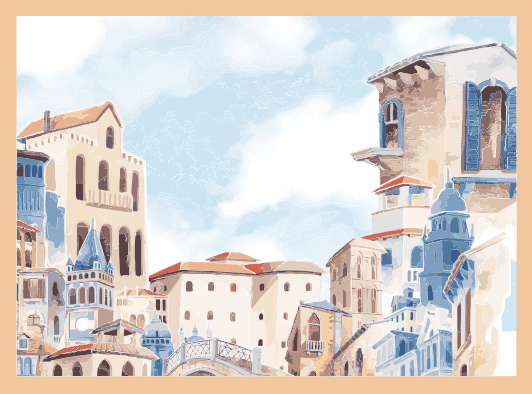 寝室 ビニールマット 海沿いの都市景観 - TENSTICKERS