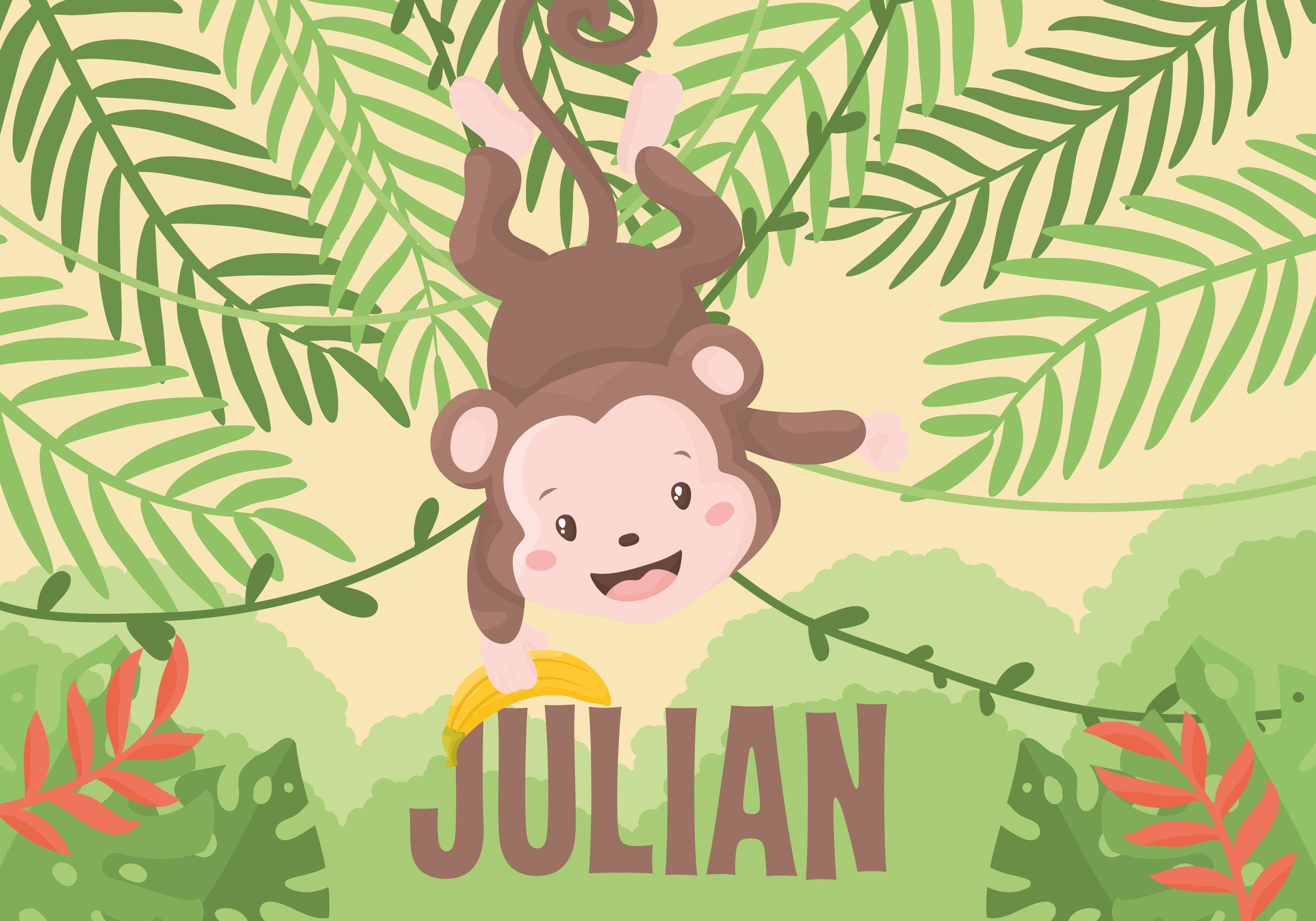 名前 ビニールマット 遊び心満載のモンキーテーマ - TENSTICKERS