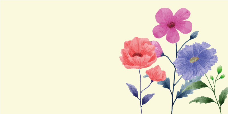 花と植物の壁画鮮やかな植物の構成 - TENSTICKERS
