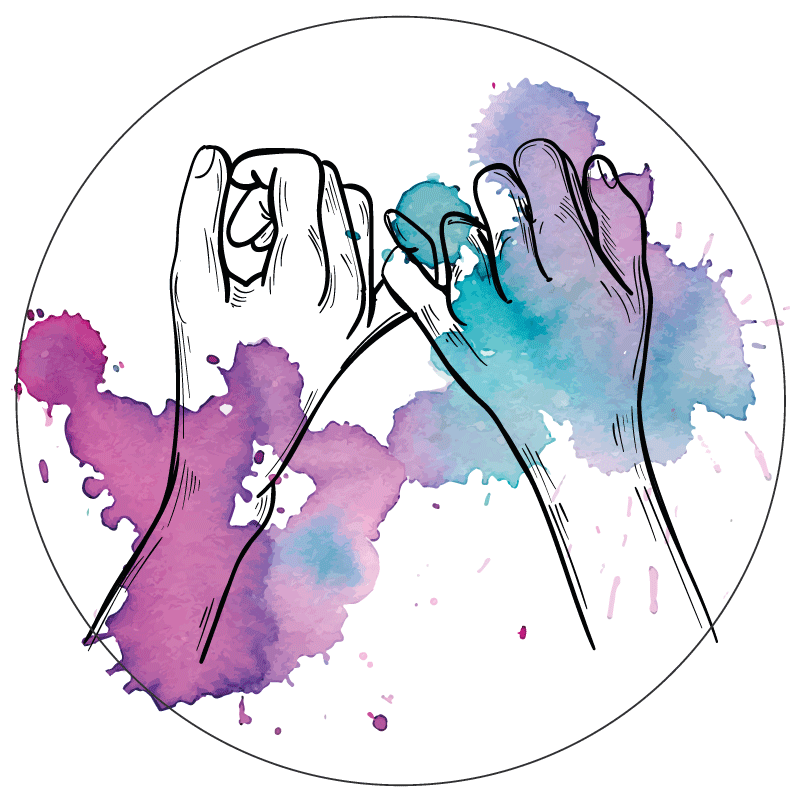 十代の若者たち ビニルマット 手を絡ませる - TENSTICKERS