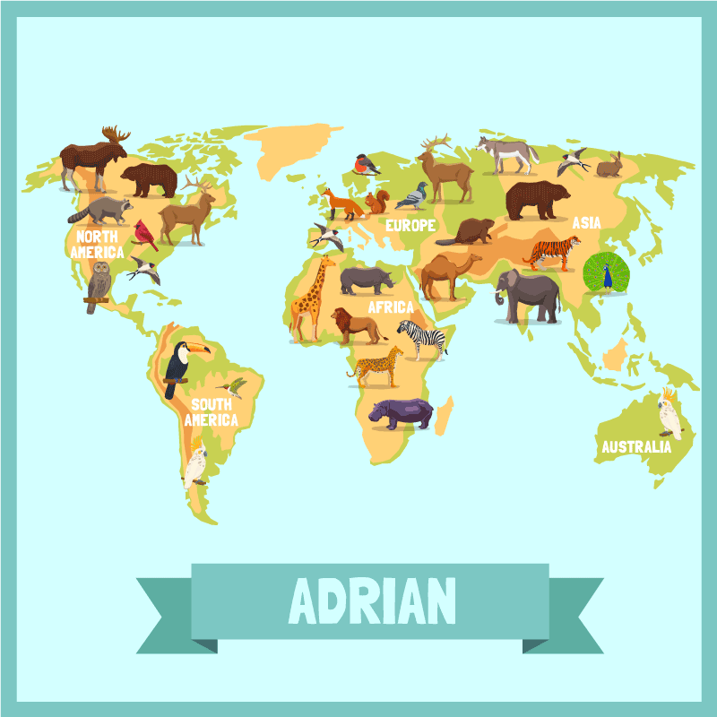 名前 ビニールマット 動物デザイン入り - TENSTICKERS