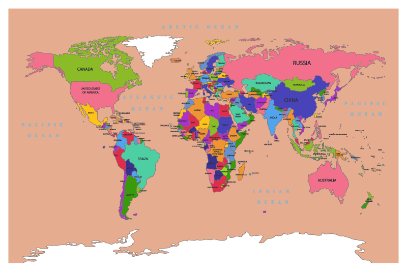 世界地図 ビニールマット ベージュの概要 - TENSTICKERS