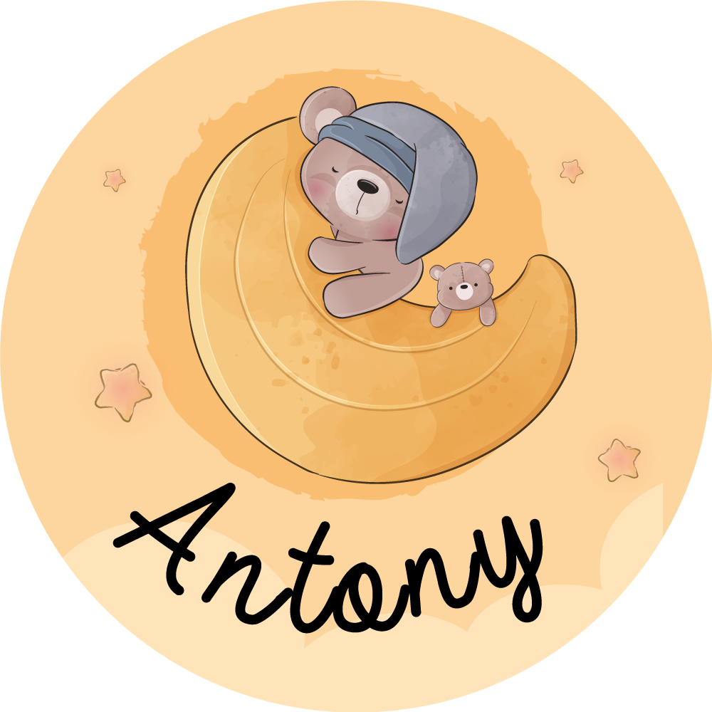 名前 ビニールマット 眠るクマの名前入り - TENSTICKERS