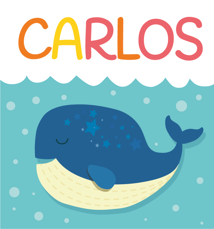 名前 ビニールマット かわいいクジラのシーン - TENSTICKERS