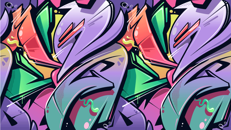 カラフルな落書きストリートアートテクスチャカーペット - TENSTICKERS