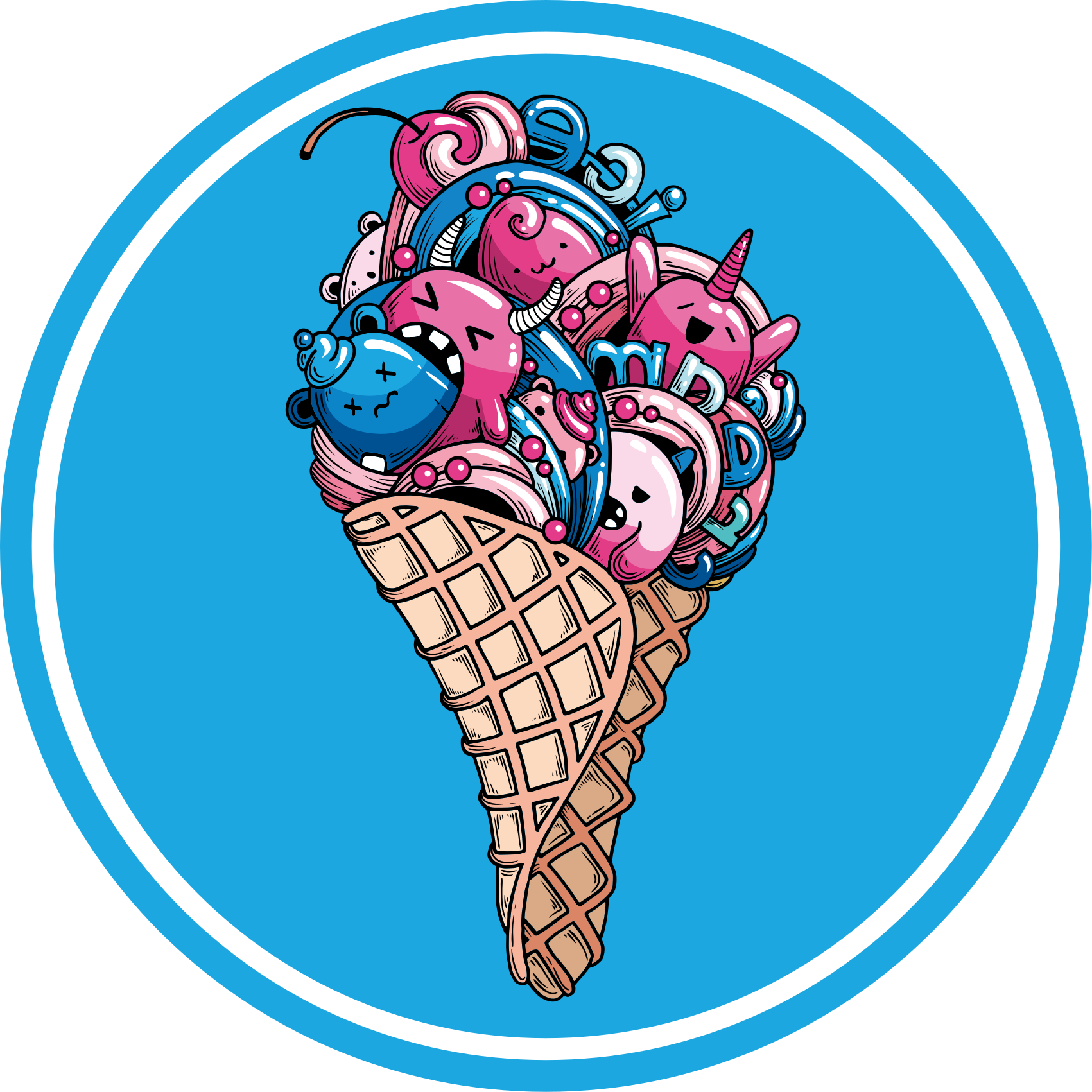 円形 ビニールマット アイスクリームの喜び - TENSTICKERS