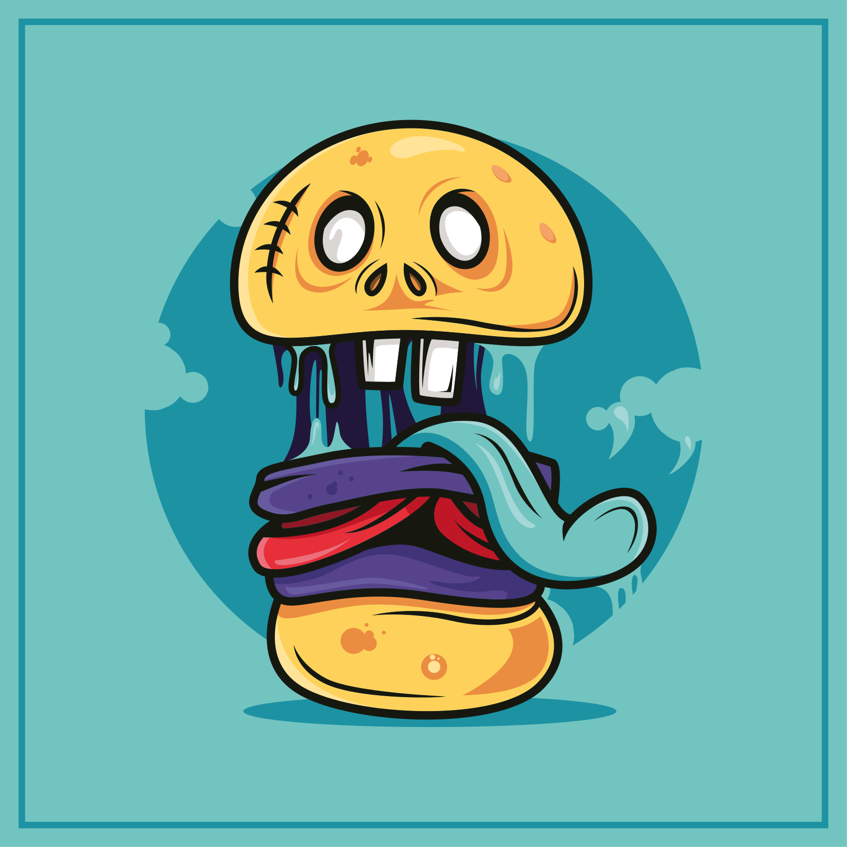 十代の若者たち ビニルマット おちゃめな skull キャラクター - TENSTICKERS