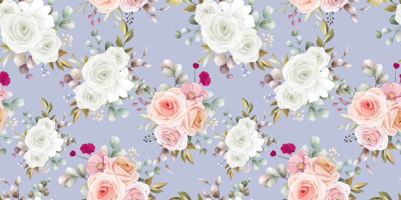 花と植物の壁画エレガントローズパターン - TENSTICKERS
