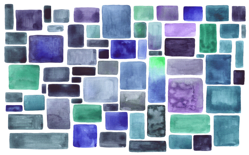 その他のテクスチャーの壁画青い色合いのブロックパターン - TENSTICKERS