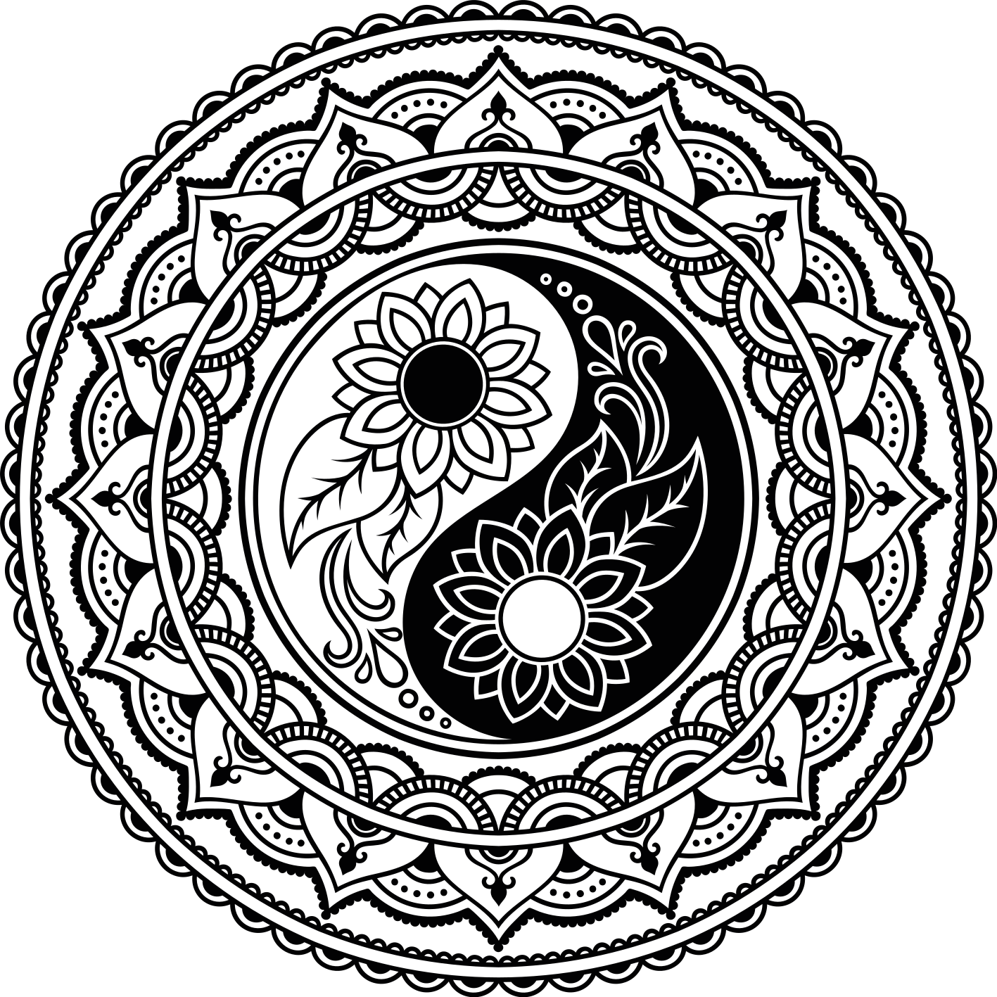 マンダラ ビニールマット 陰陽ひまわり - TENSTICKERS