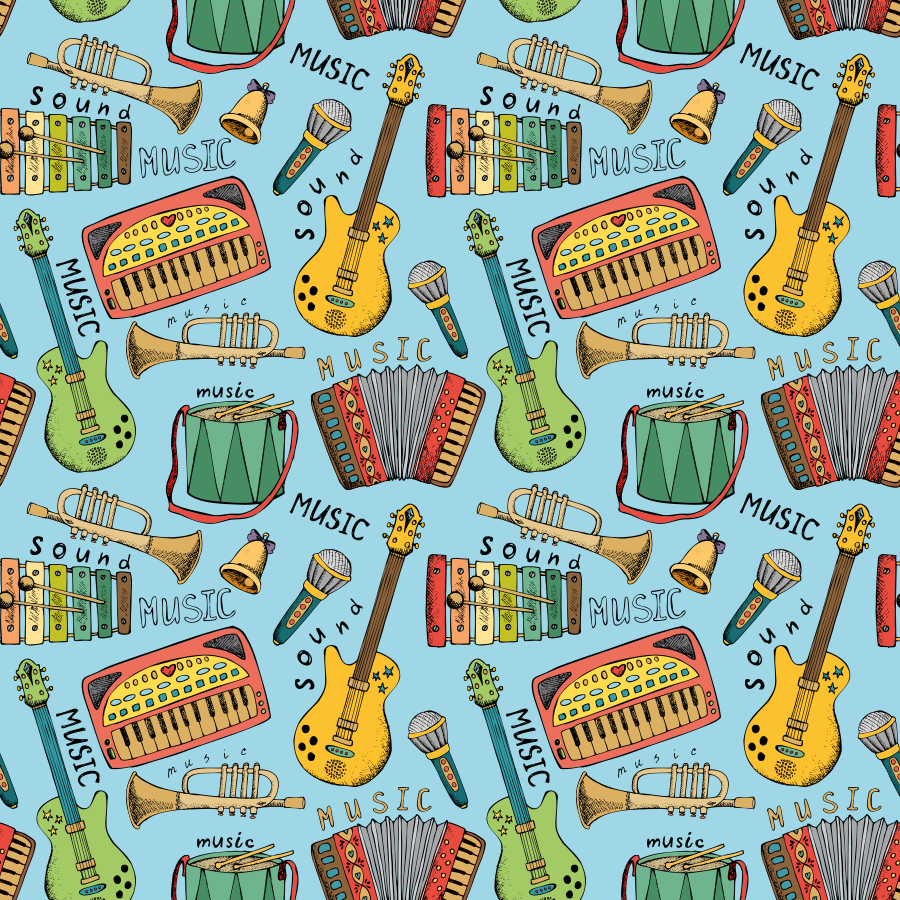 壁画 モアチルドレン 明るい楽器の音楽 - TENSTICKERS
