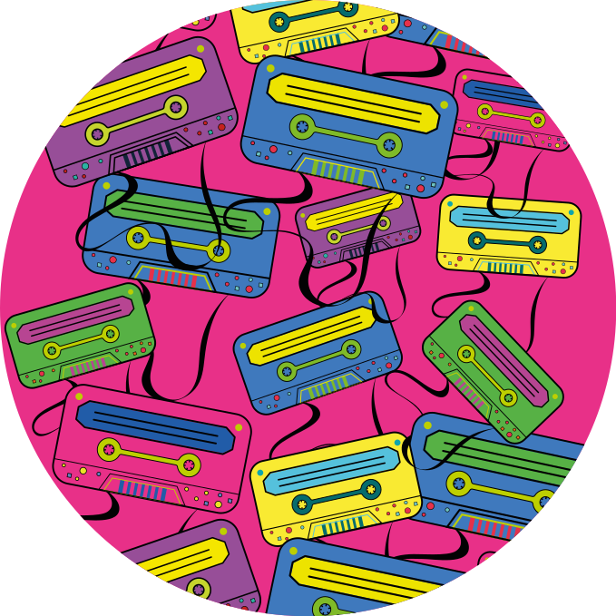 壁画 モアチルドレン 鮮やかなカセットテープ - TENSTICKERS
